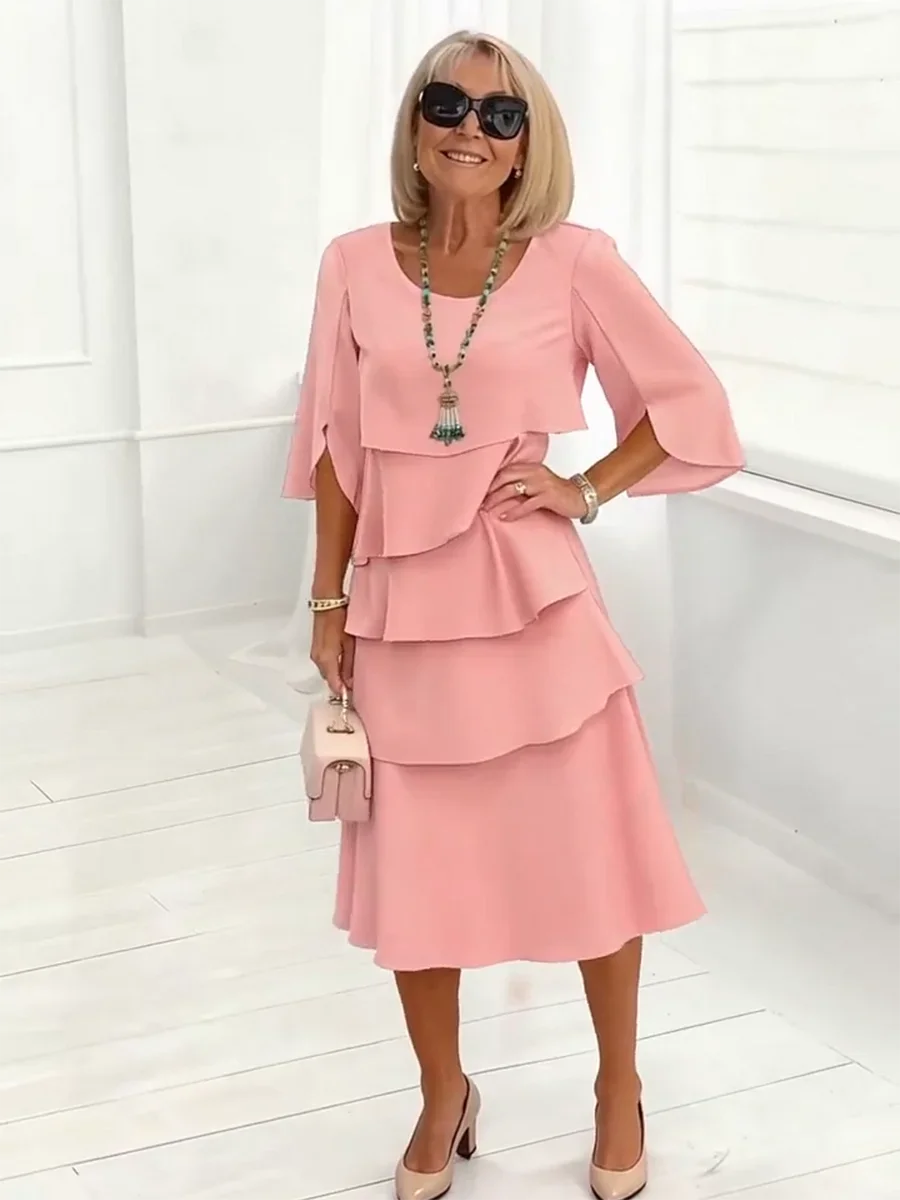 Daphne | Elegant Split-Sleeve Midi Dress