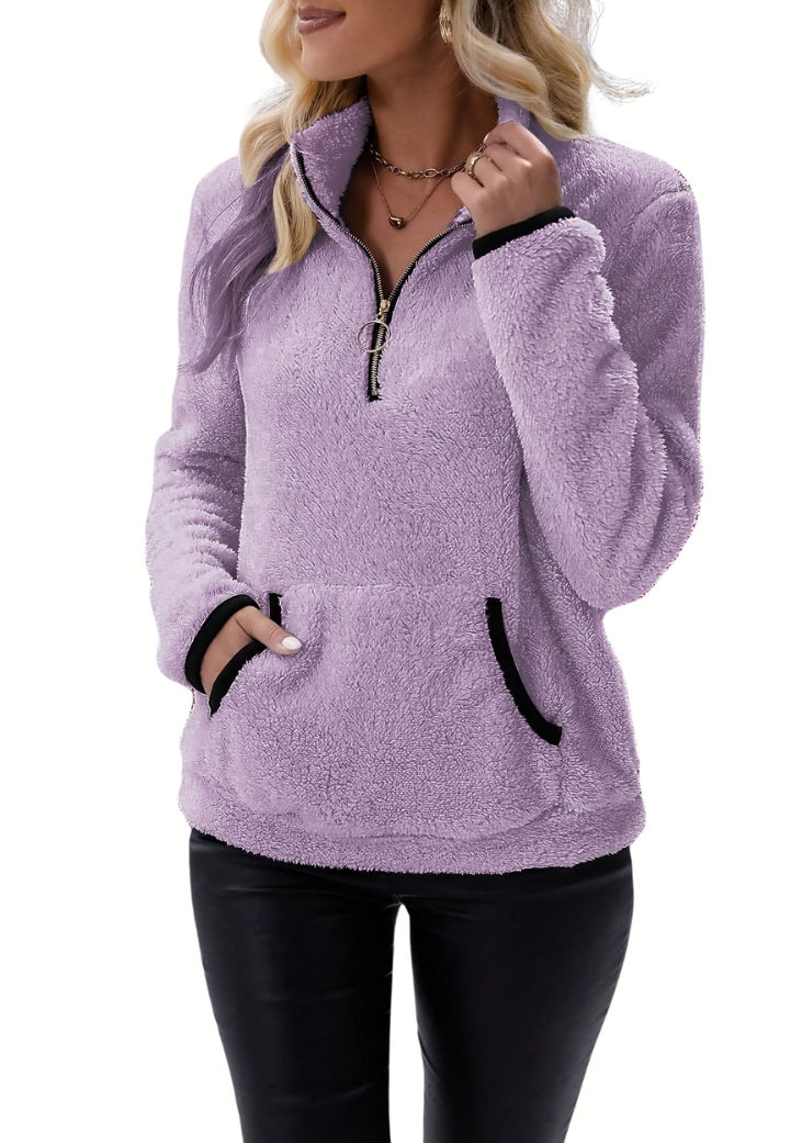 Rosely | Half Zip Borg Fleece Sweatshirt