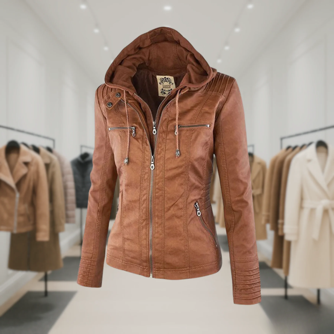Odessa | Waterproof Leather Jacket with Hood