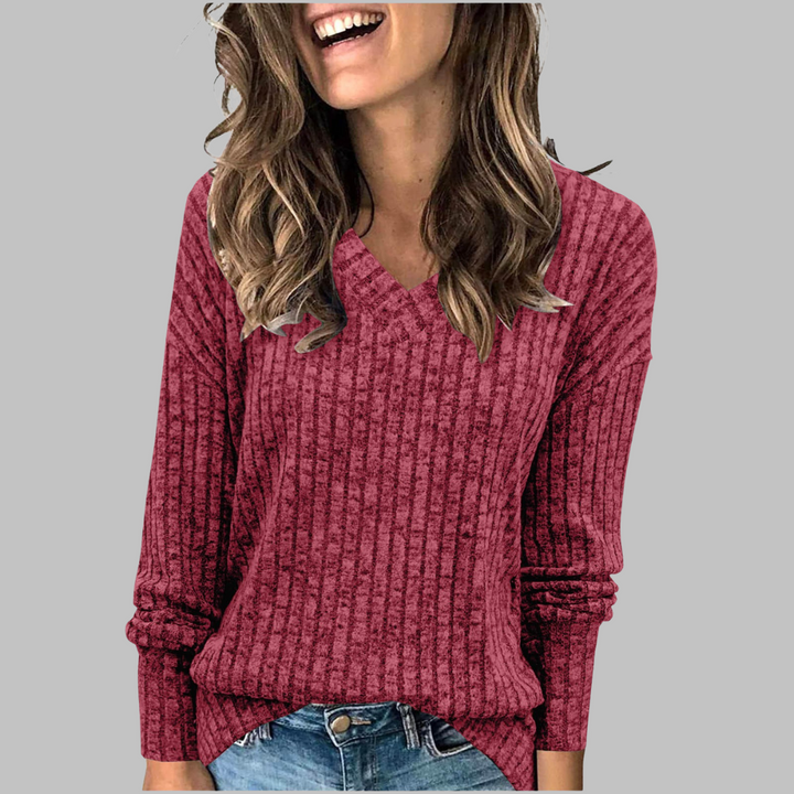 Luca - Comfy V-Neck Long Sleeve Top