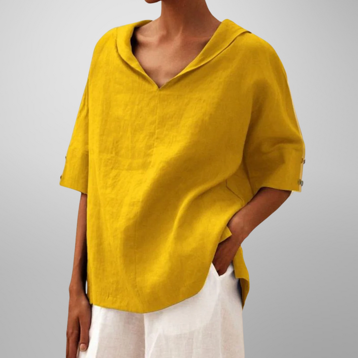 The Victoria | Elegant Embroidered V-Neck Blouse