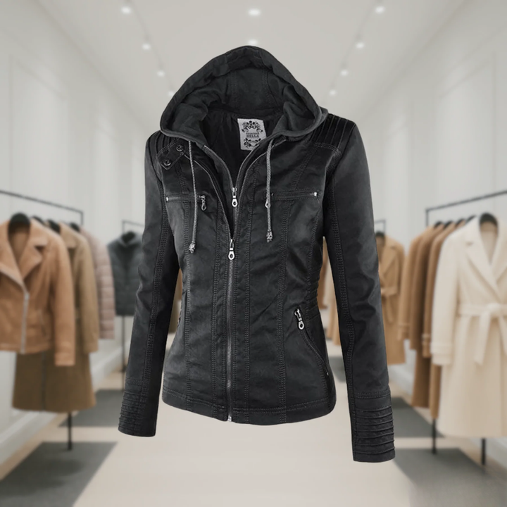 Odessa | Waterproof Leather Jacket with Hood