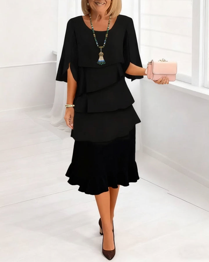 Daphne | Elegant Split-Sleeve Midi Dress