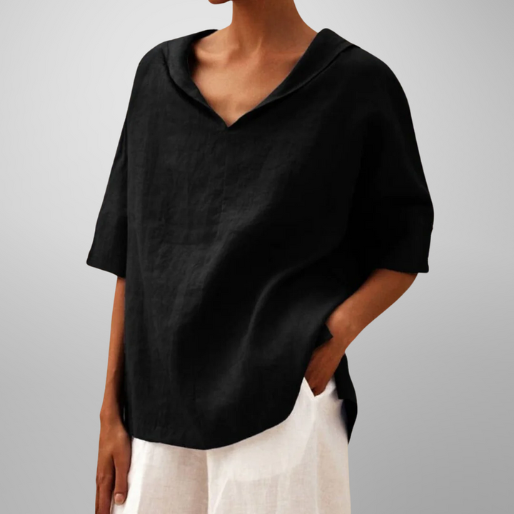 The Victoria | Elegant Embroidered V-Neck Blouse
