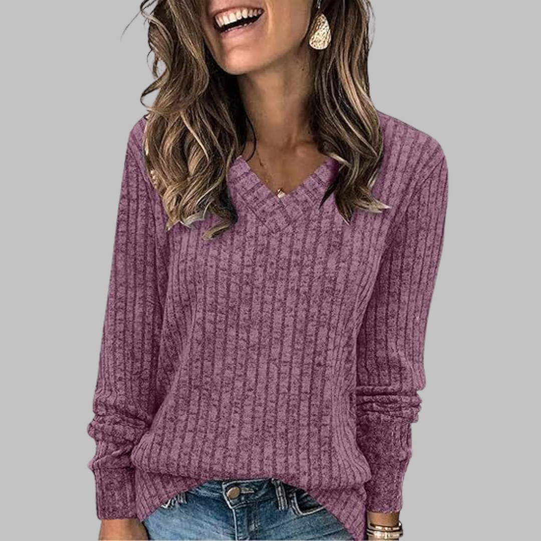 Luca - Comfy V-Neck Long Sleeve Top