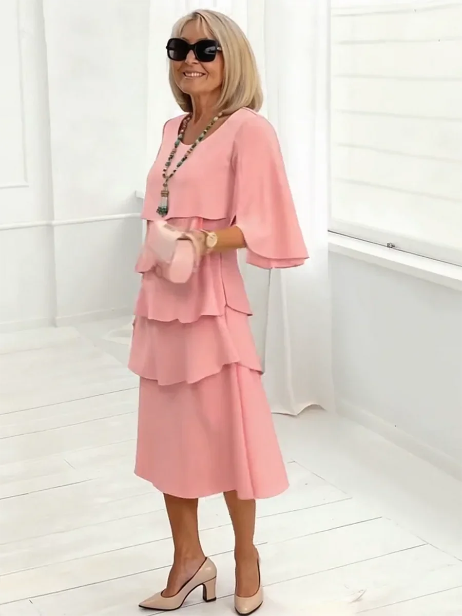 Daphne | Elegant Split-Sleeve Midi Dress