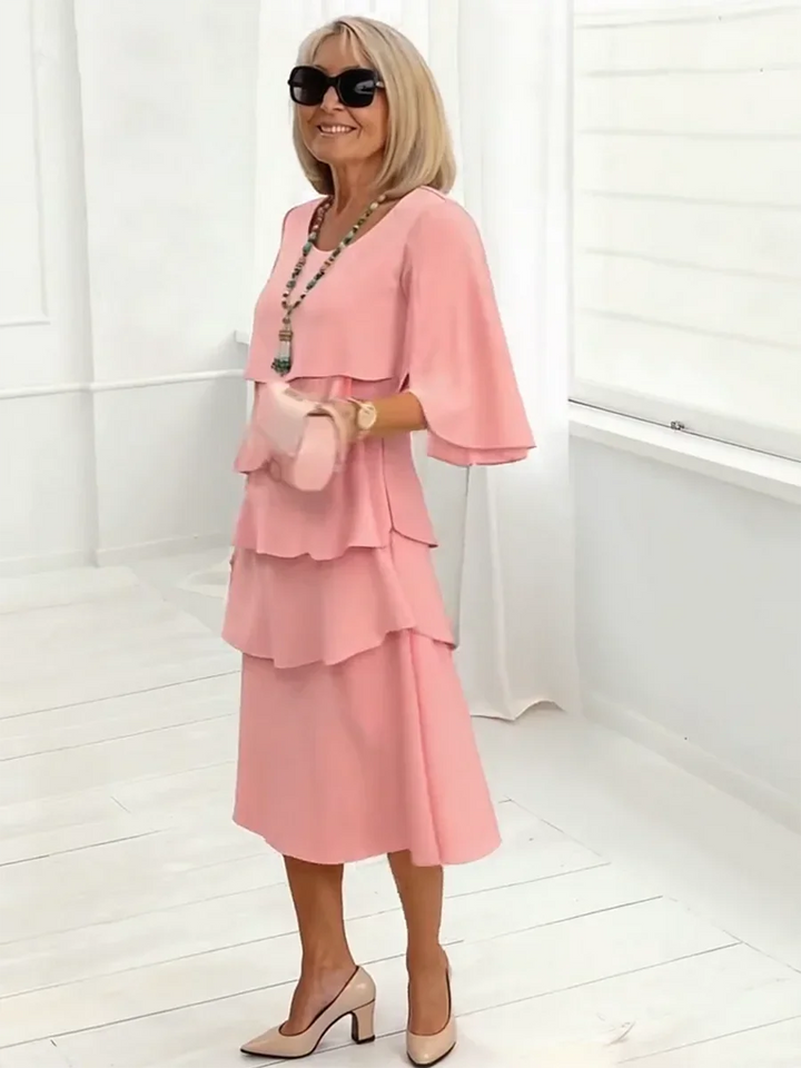 Daphne | Elegant Split-Sleeve Midi Dress