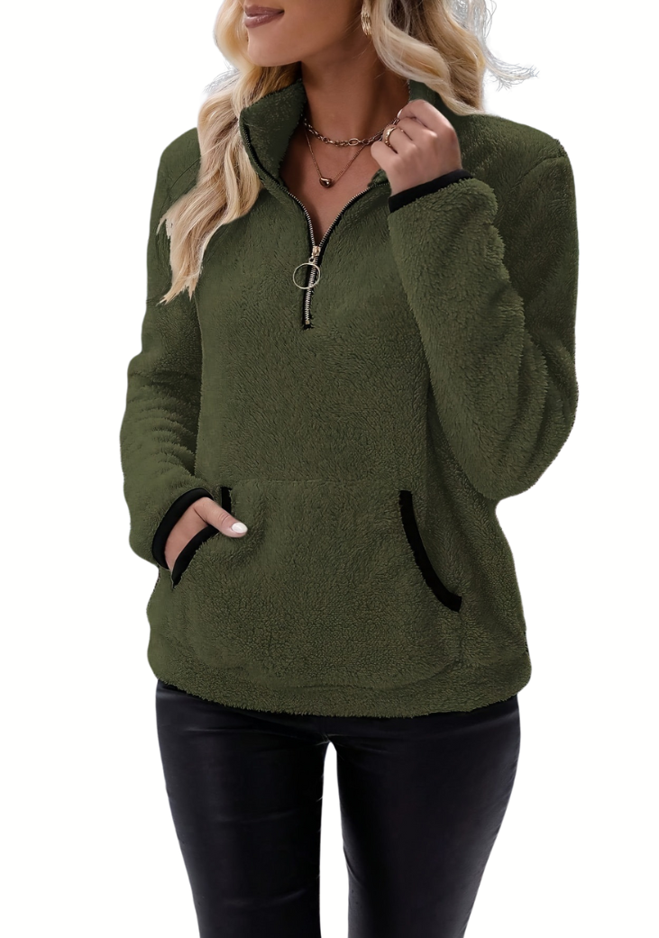 Rosely | Half Zip Borg Fleece Sweatshirt