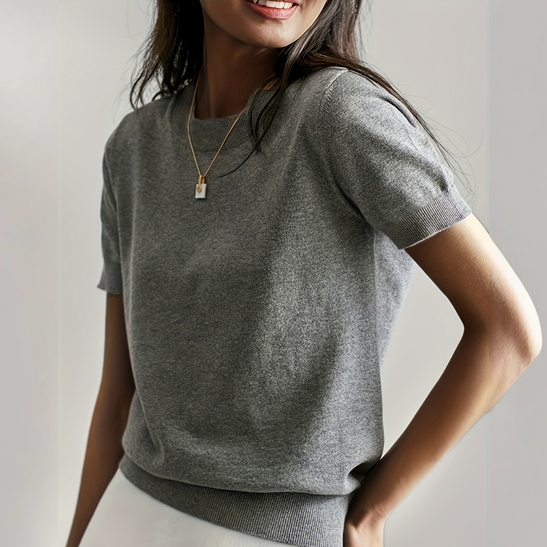 Tegan - Casual Short Sleeve Crew Neck Top