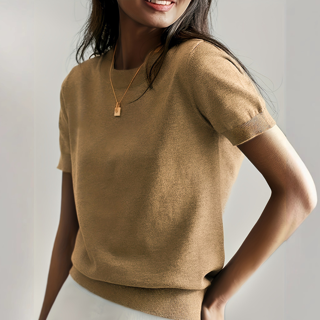 VIANCA - Casual Short Sleeve Crew Neck Top