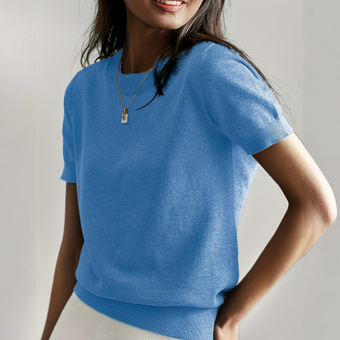 Tegan - Casual Short Sleeve Crew Neck Top