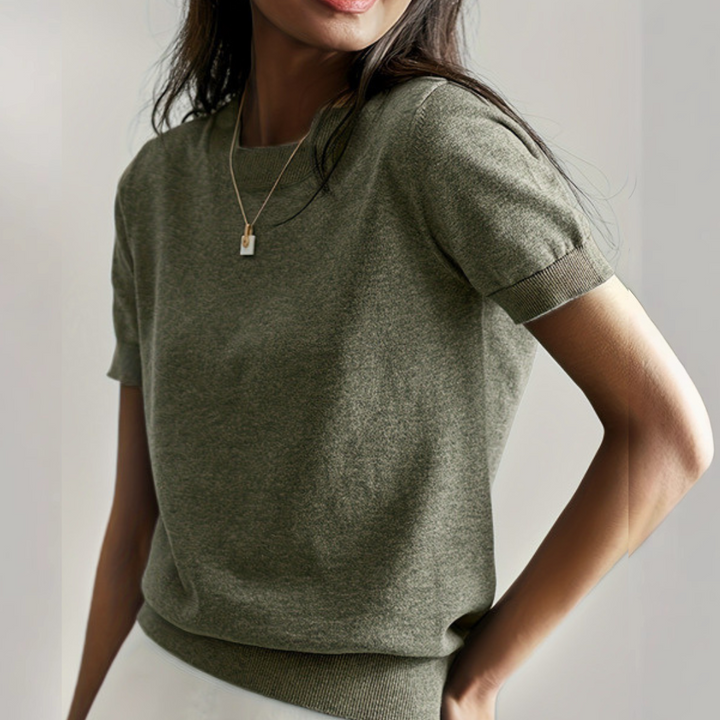 Tegan - Casual Short Sleeve Crew Neck Top