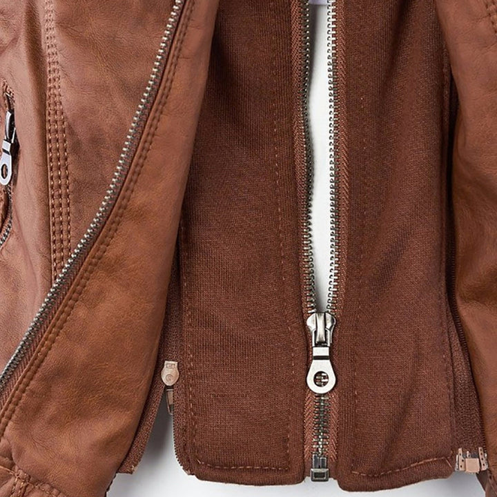 Odessa | Waterproof Leather Jacket with Hood
