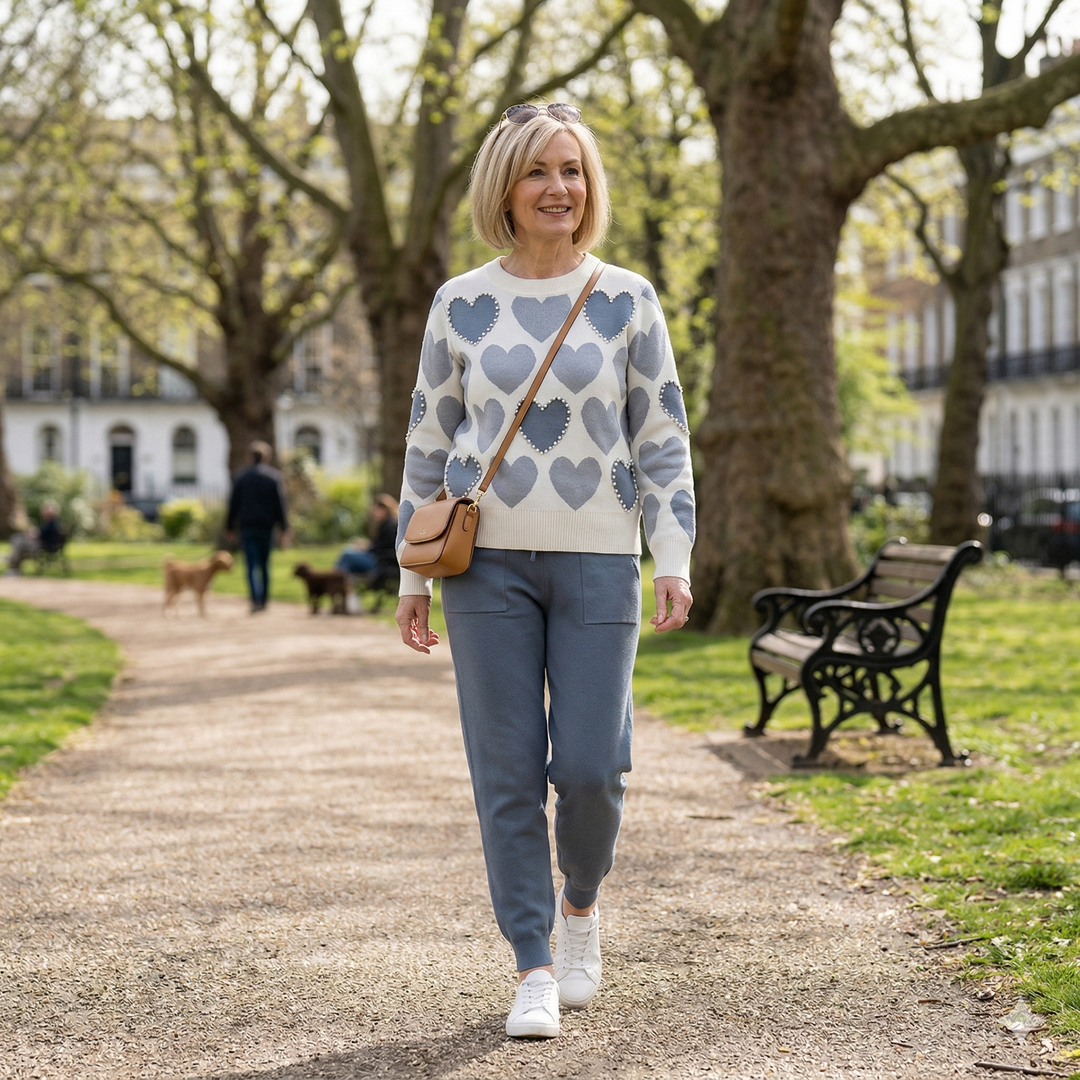 EDNA – Chic Heart Pattern Knit Two-Piece Set