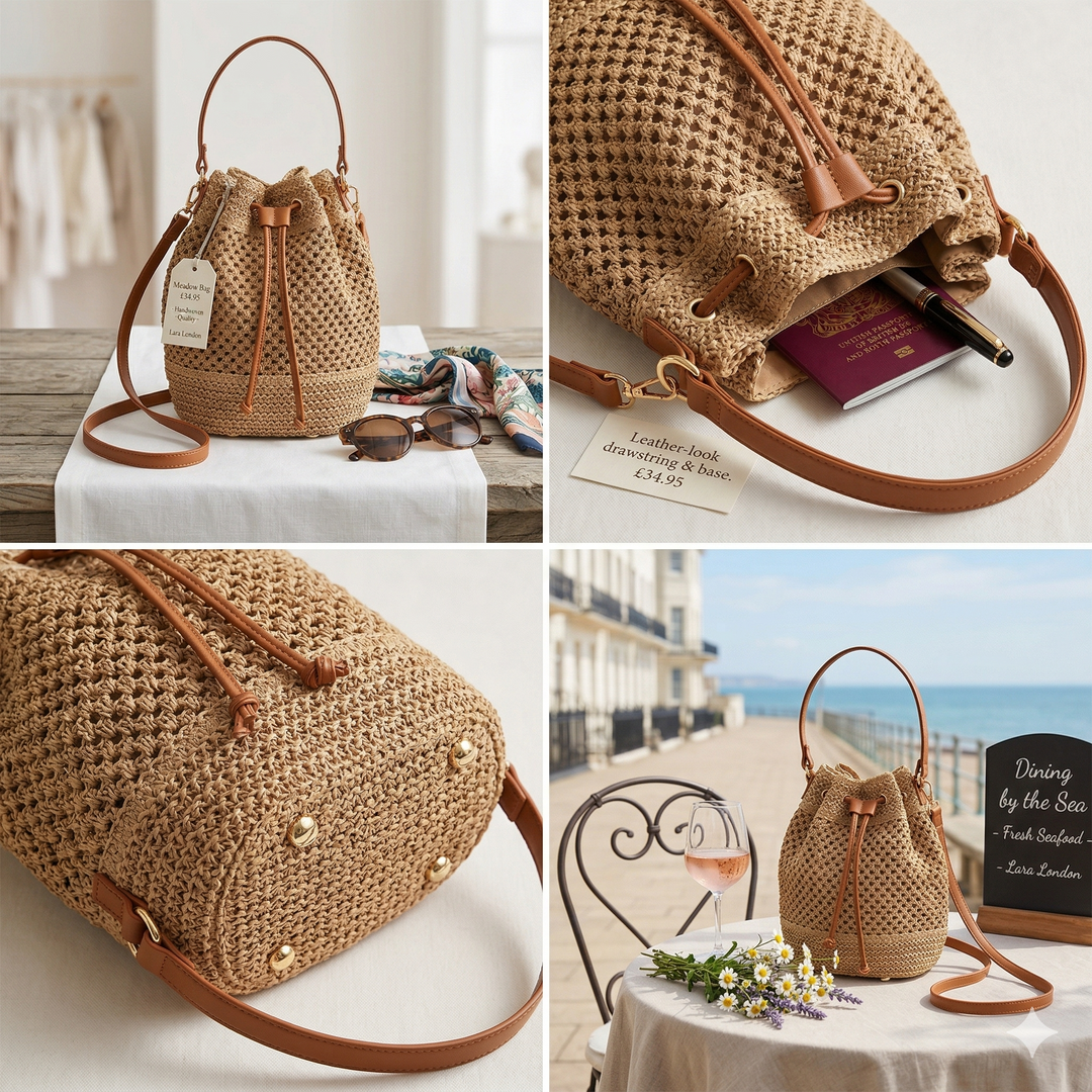 Meadow | Handwoven Straw Bucket Bag