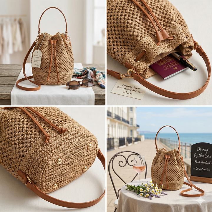 Meadow | Handwoven Straw Bucket Bag