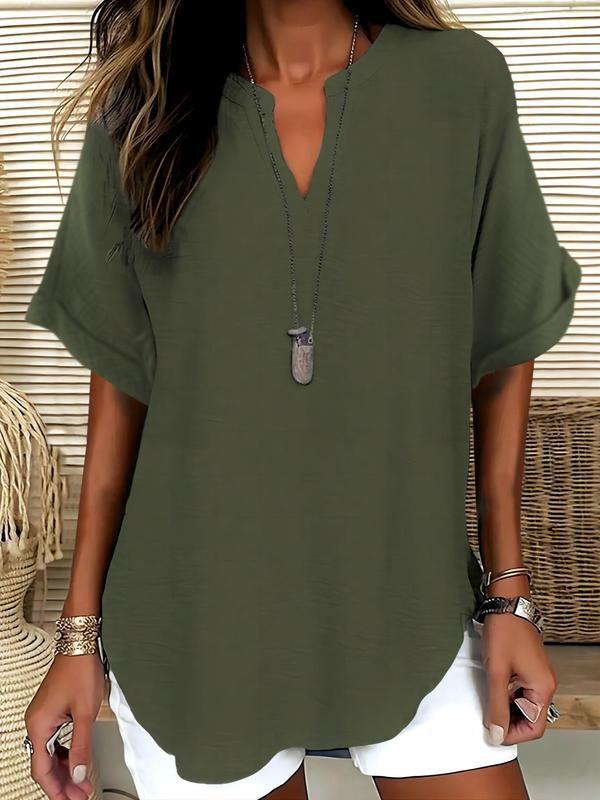 Annelie  – Casual Plain Short Sleeve Blouse