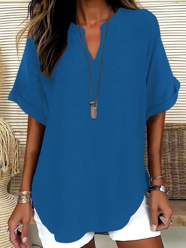 Annelie  – Casual Plain Short Sleeve Blouse