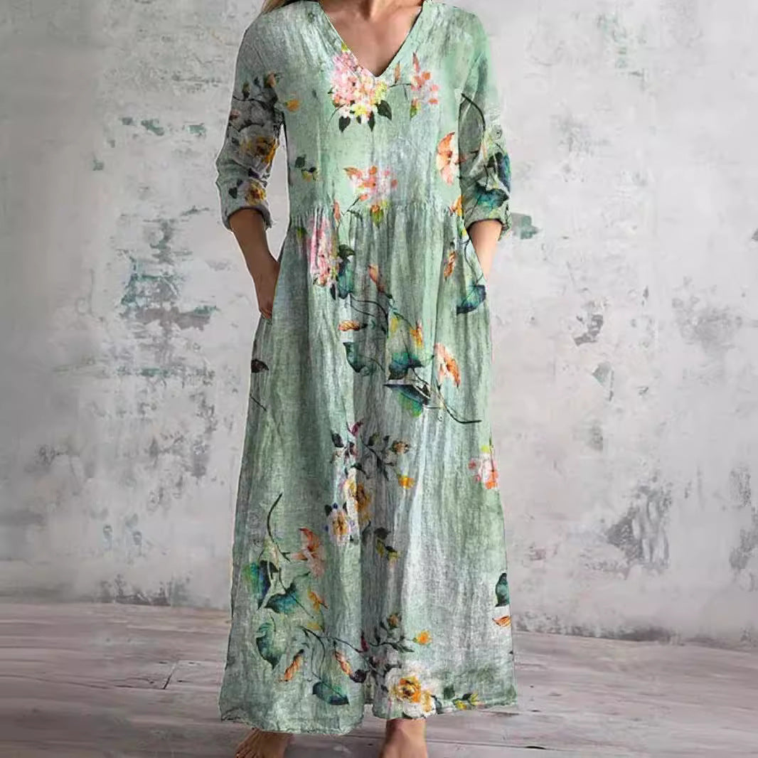Delia – V-Neck Floral Summer Dress
