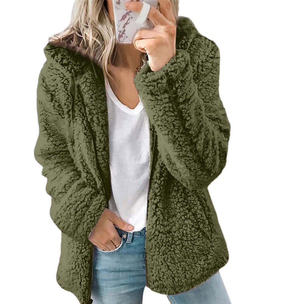 Raina | Winter Lamb Wool Plush Hooded Jacket