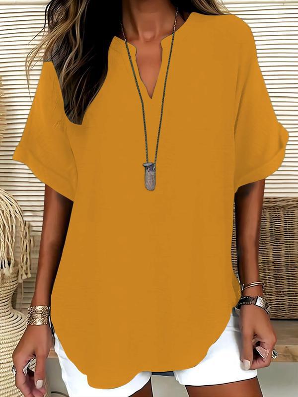 Annelie  – Casual Plain Short Sleeve Blouse