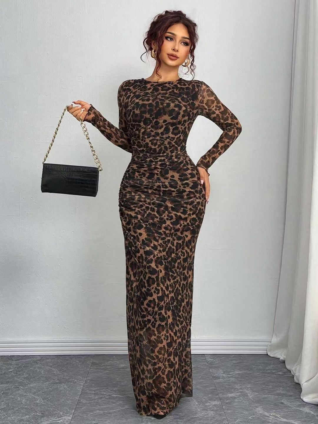 Pavlina | Long Sleeve Round Neck Bodycon Maxi Dress