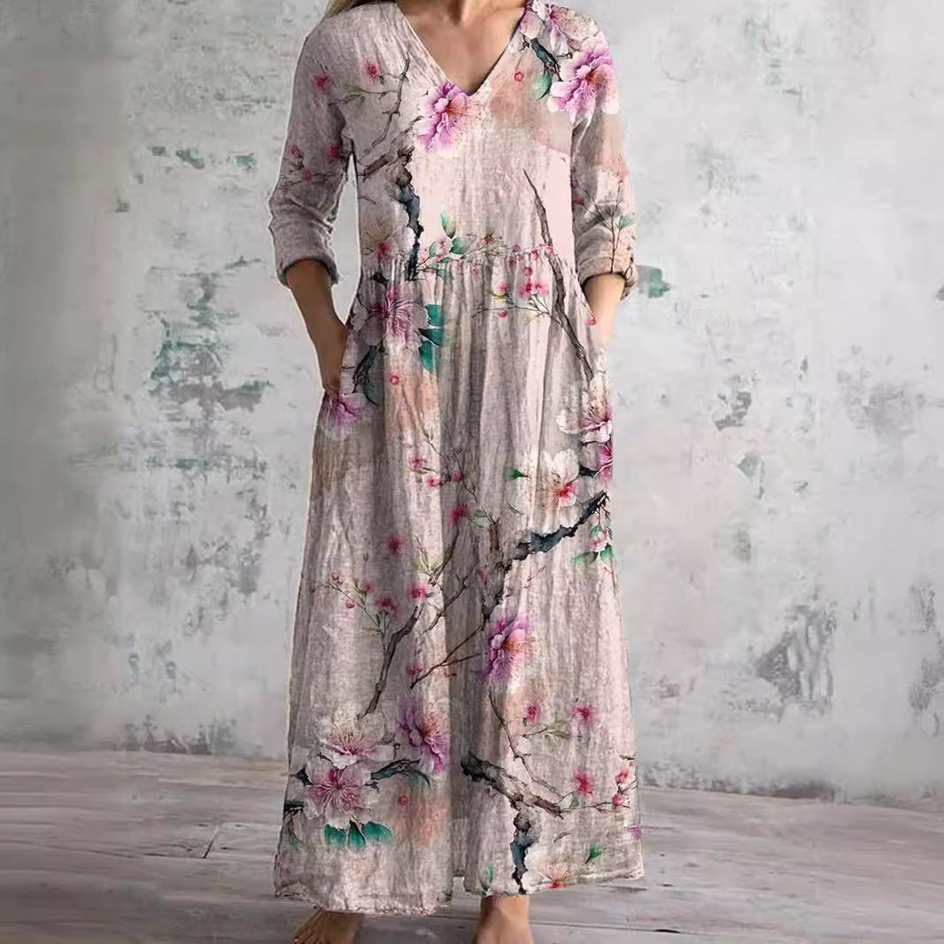 Delia – V-Neck Floral Summer Dress