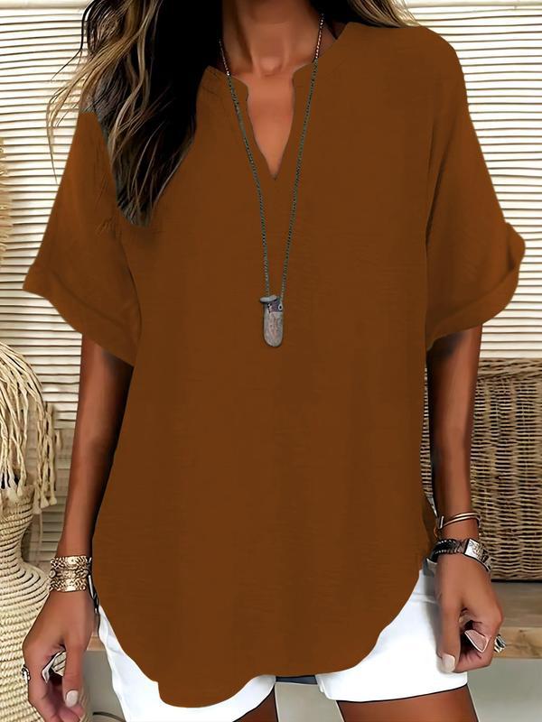 Annelie  – Casual Plain Short Sleeve Blouse