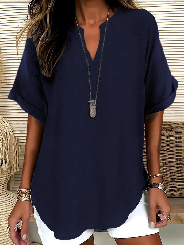 Annelie  – Casual Plain Short Sleeve Blouse