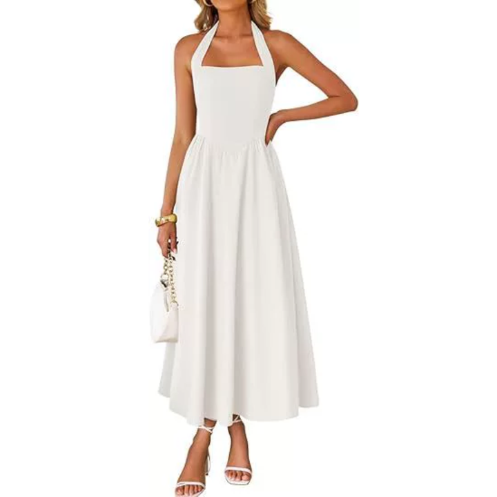 JESSA – Sleeveless Halter Ruched Pocket Dress