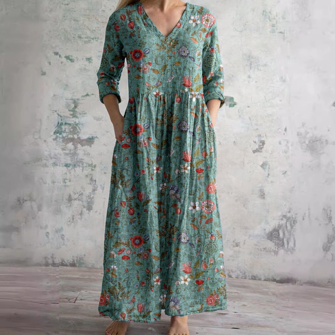 Delia – V-Neck Floral Summer Dress