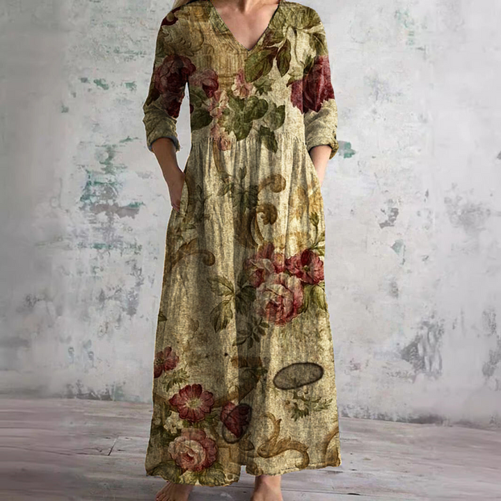 Delia – V-Neck Floral Summer Dress