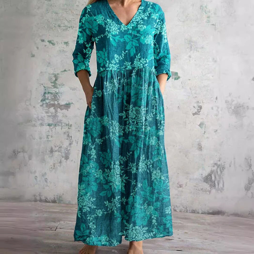 Delia – V-Neck Floral Summer Dress