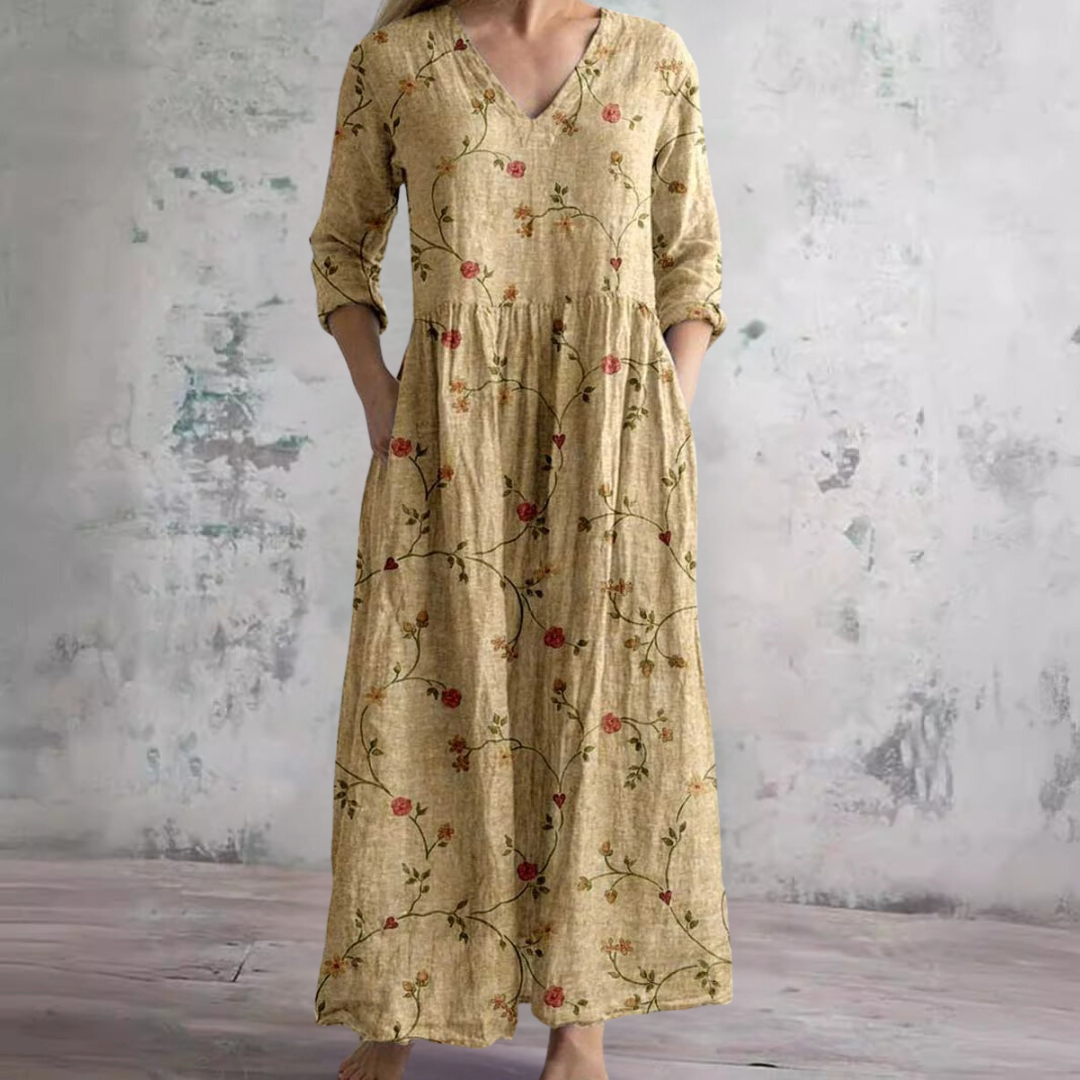 Delia – V-Neck Floral Summer Dress