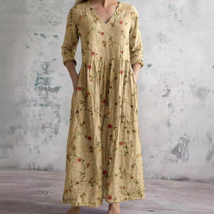 Delia – V-Neck Floral Summer Dress