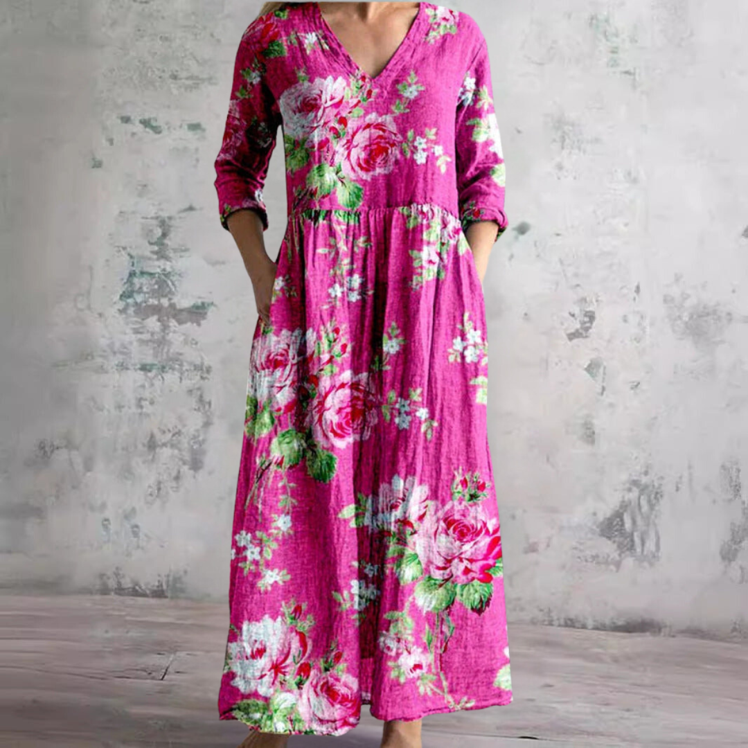 Delia – V-Neck Floral Summer Dress