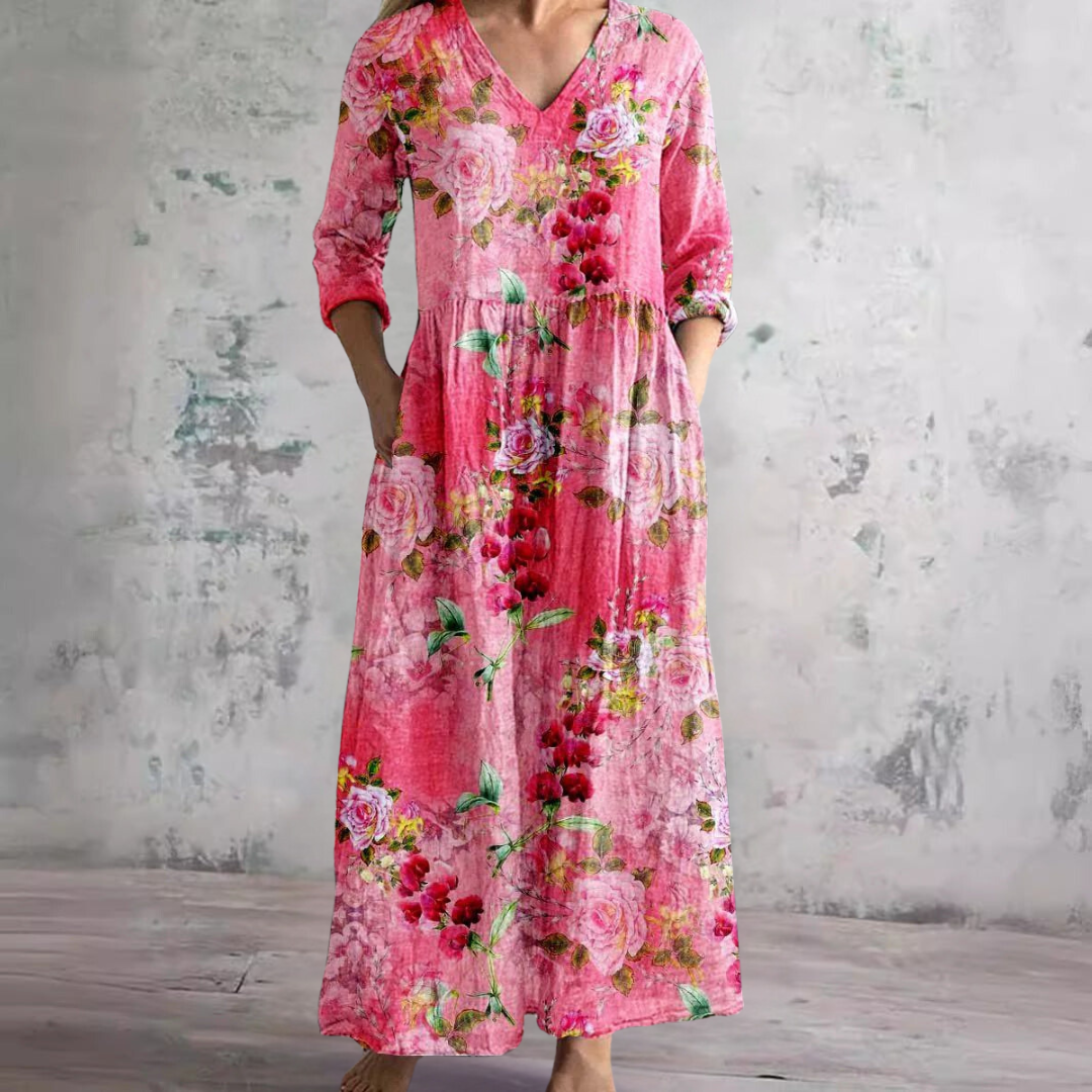 Delia – V-Neck Floral Summer Dress