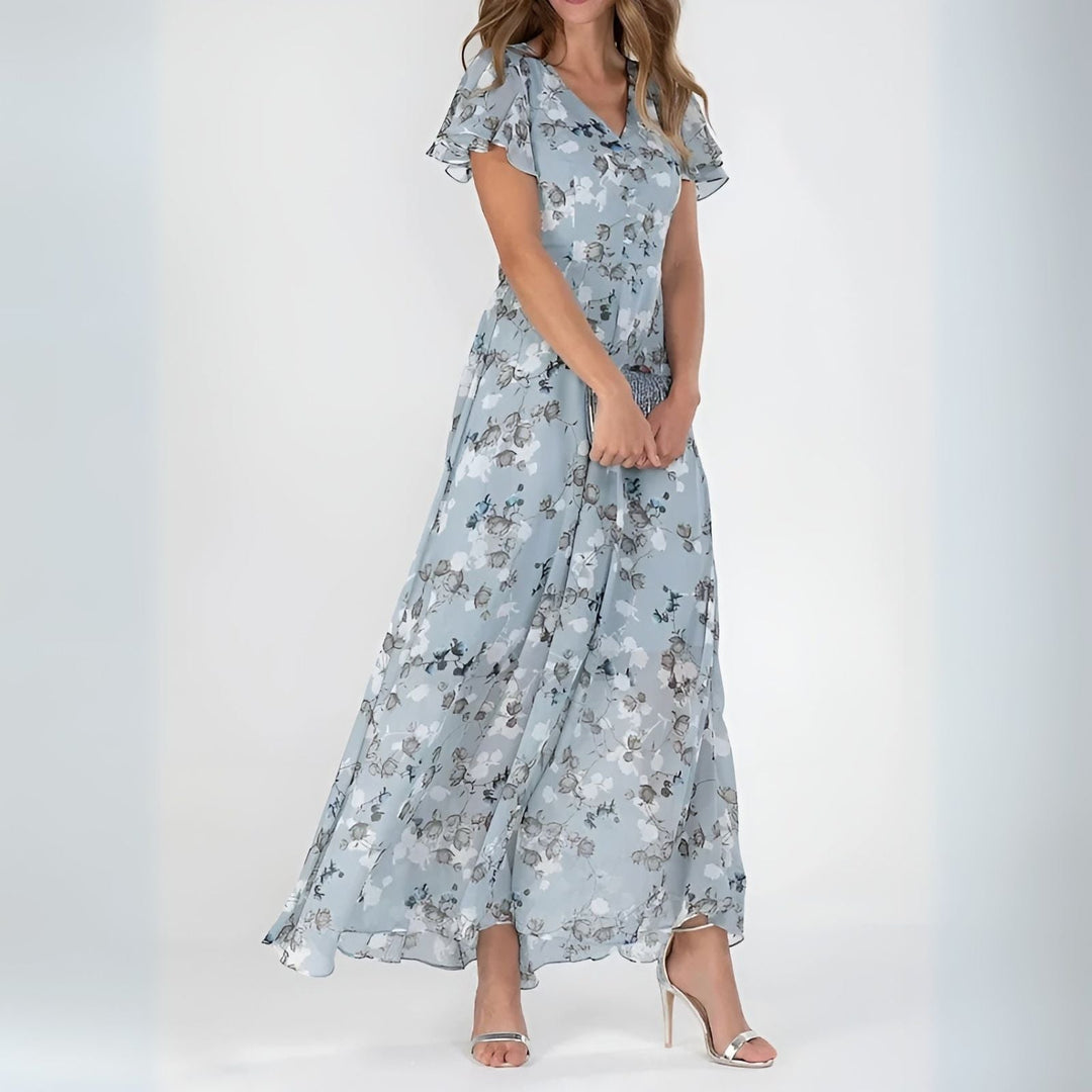 Perdita | Floral Flutter Sleeve Maxi Dress