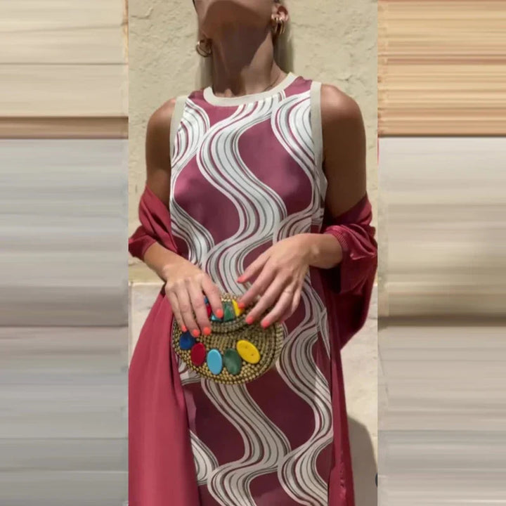 Abbie | Printed Dress & Cardigan Set