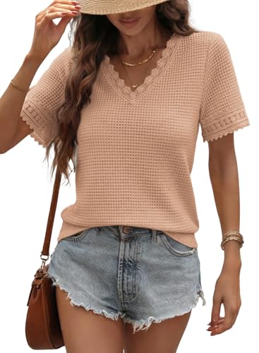 Alice | Lace Waffle V-Neck Blouse