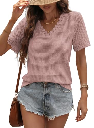 Alice | Lace Waffle V-Neck Blouse