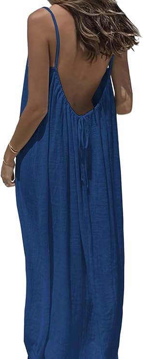 Women's Solid Color Backless Cami Dress