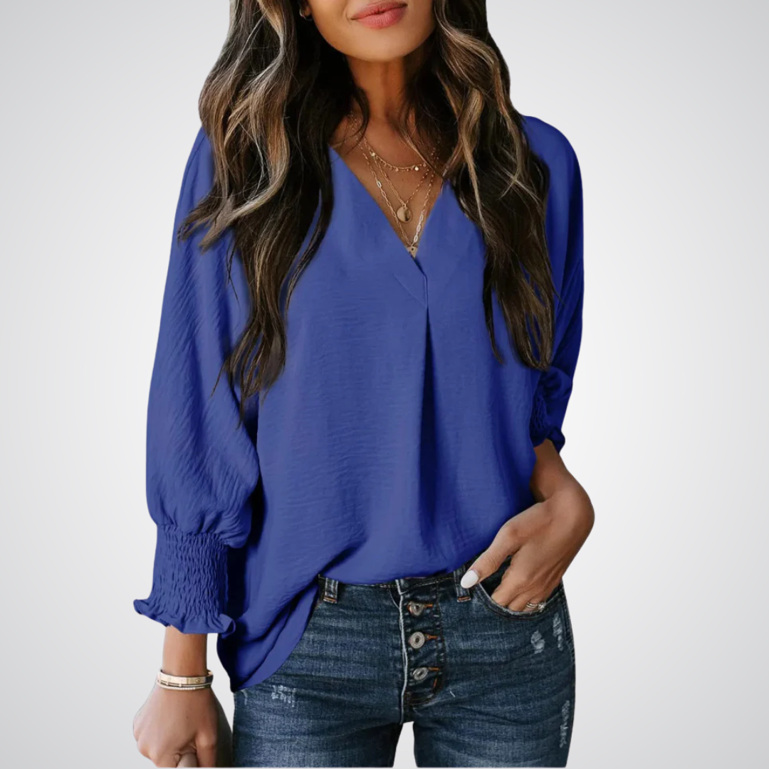 Corinne – Classic V-Neck Tunic Blouse