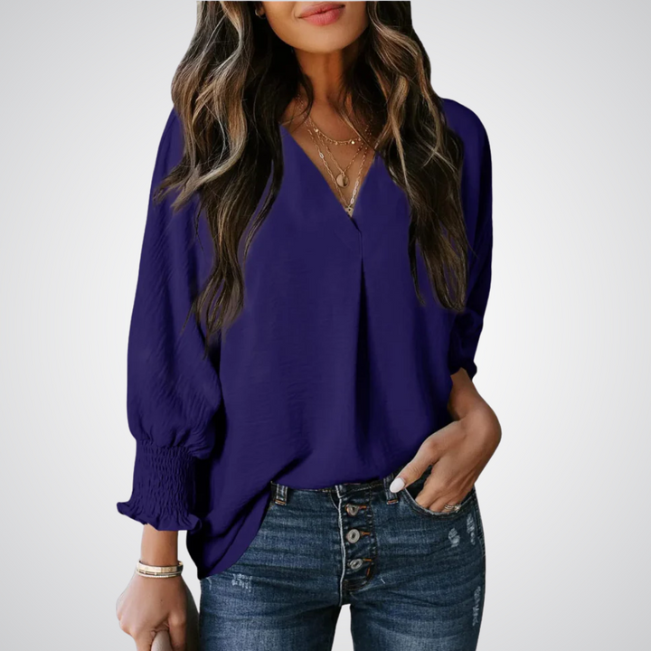 Corinne – Classic V-Neck Tunic Blouse