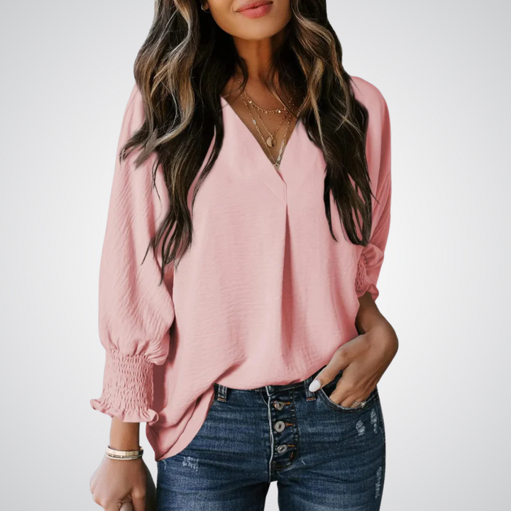 Corinne – Classic V-Neck Tunic Blouse