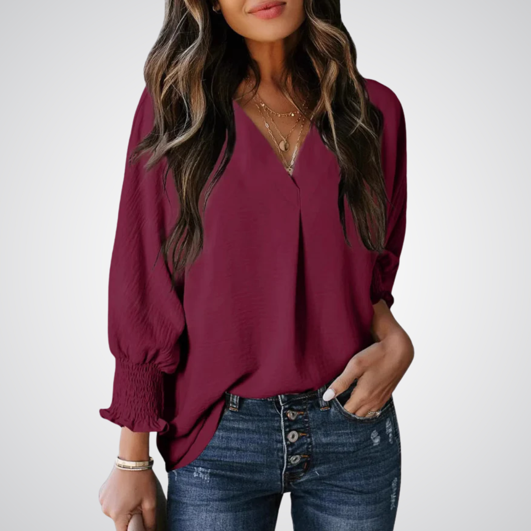 Corinne – Classic V-Neck Tunic Blouse