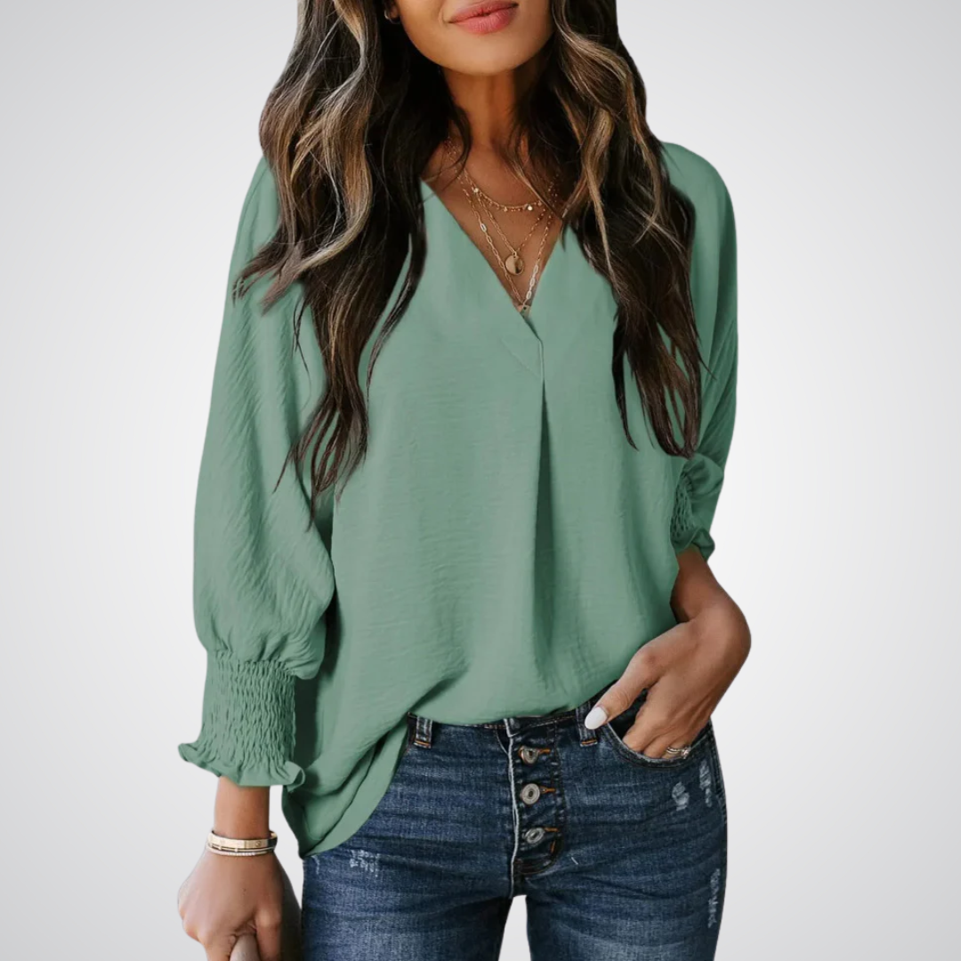 Corinne – Classic V-Neck Tunic Blouse