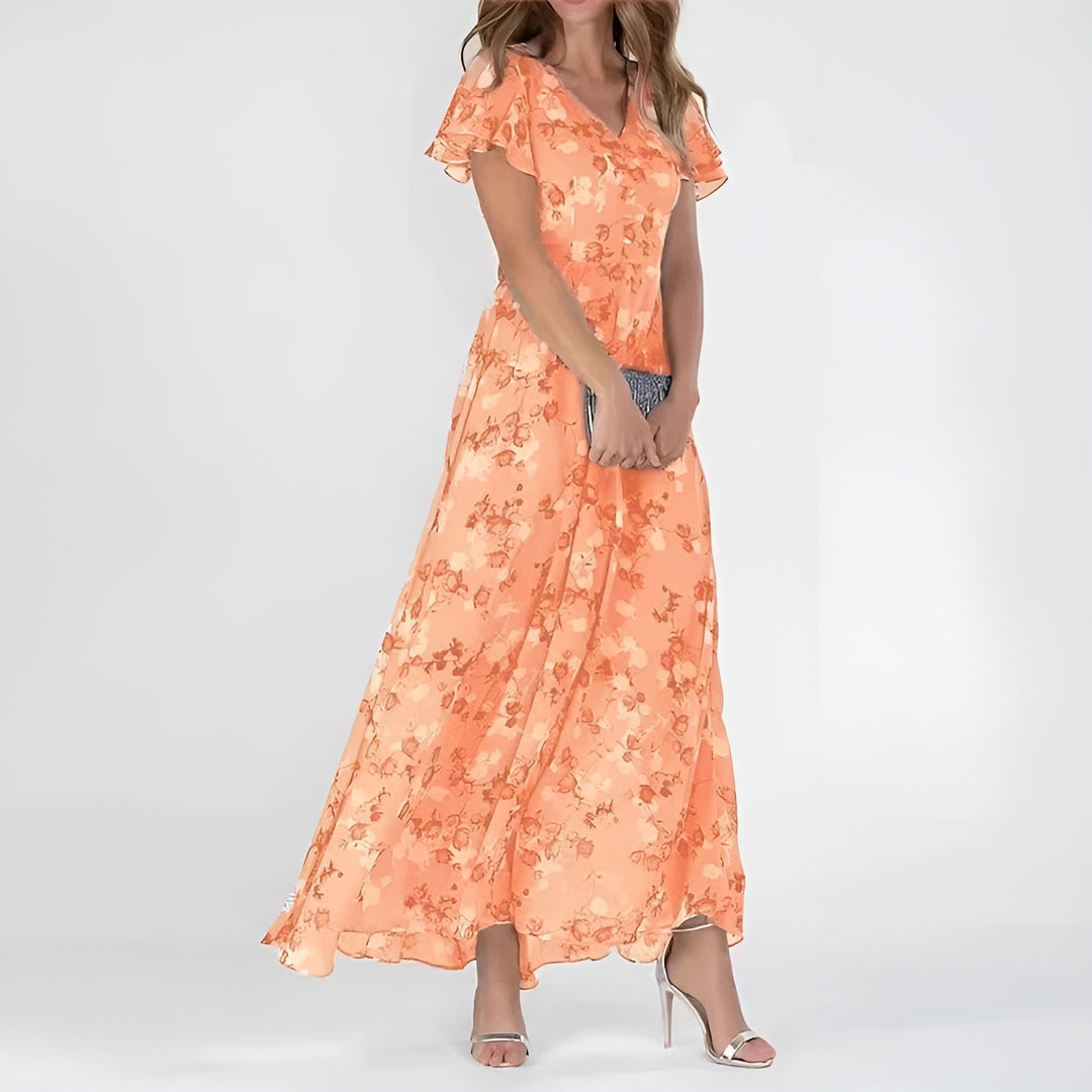 Perdita | Floral Flutter Sleeve Maxi Dress