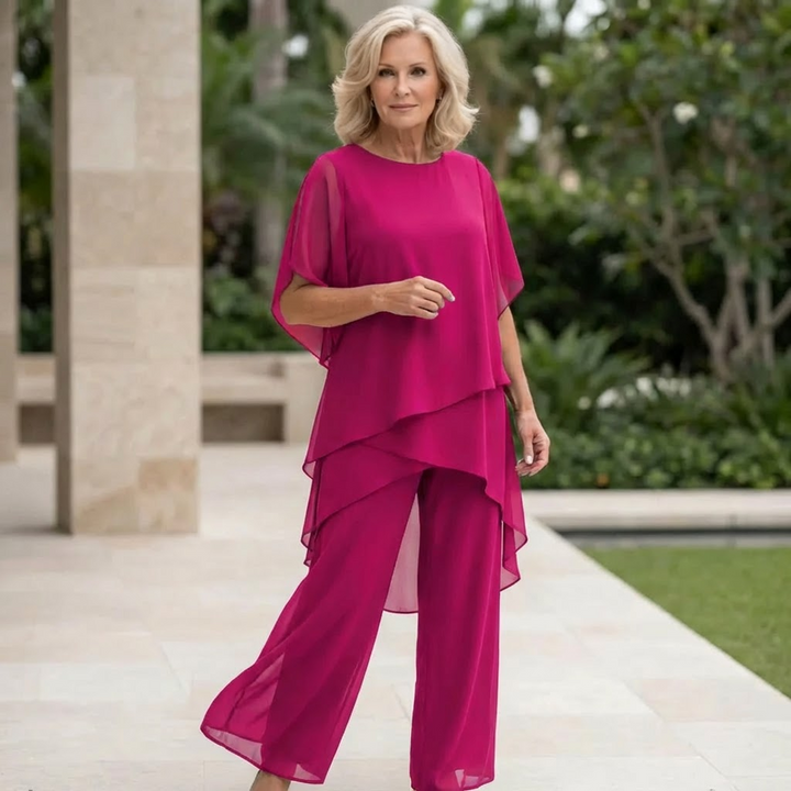 Amelia | Suit with Draped Palazzo Pants