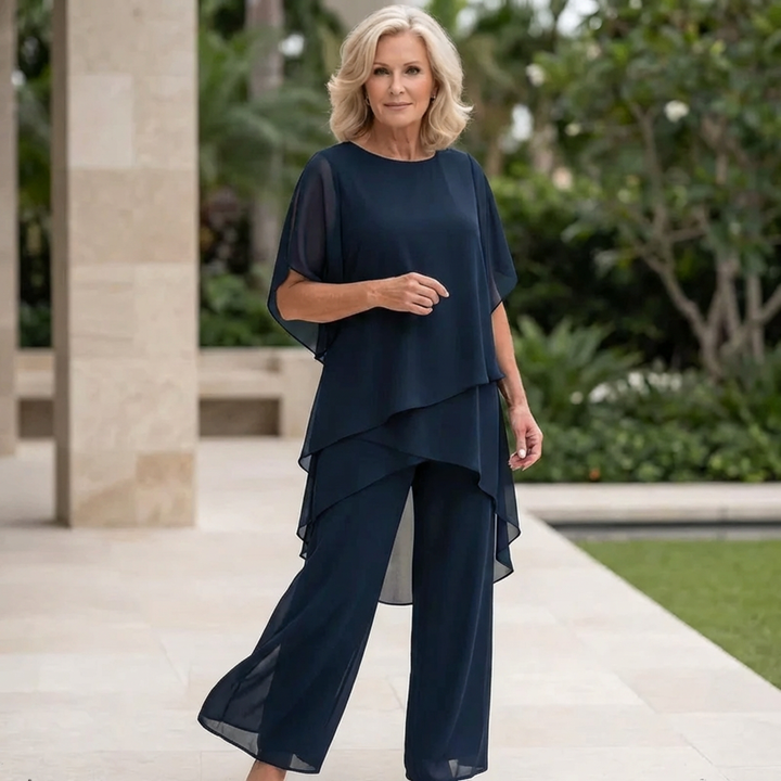 Amelia | Suit with Draped Palazzo Pants